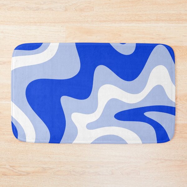 Item preview, Retro Liquid Swirl Abstract Pattern Square in Royal Blue, Light Blue, and White designed and sold by kierkegaard.