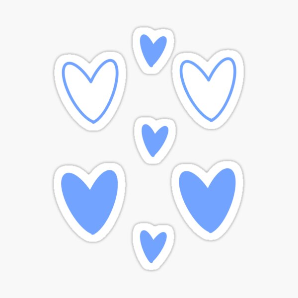 Small Blue Heart Stickers 1/2 Wide
