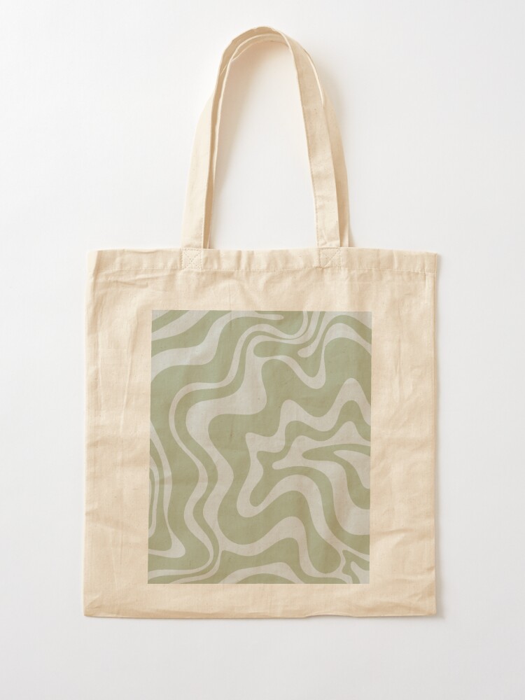 Liquid Swirl Contemporary Abstract Pattern in Sage Green and Light Silver  Sage Grey Tote Bag for Sale by kierkegaard