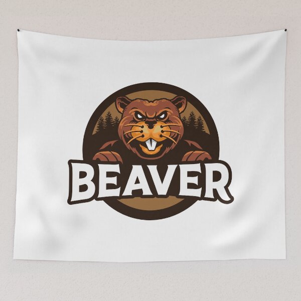Item preview, Retro Old Vintage Brown Beaver White Eye Angry Forest Background designed and sold by avinigav.