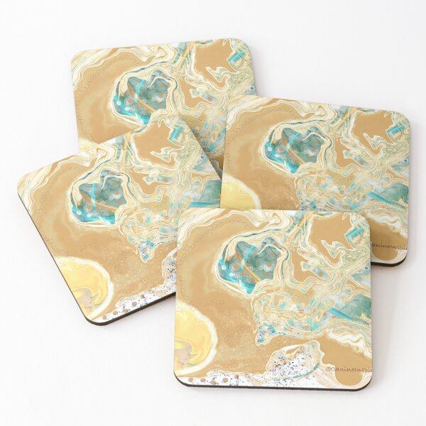 Item preview, Golden Teal Abstract Ink Pattern  designed and sold by Canineinspired.