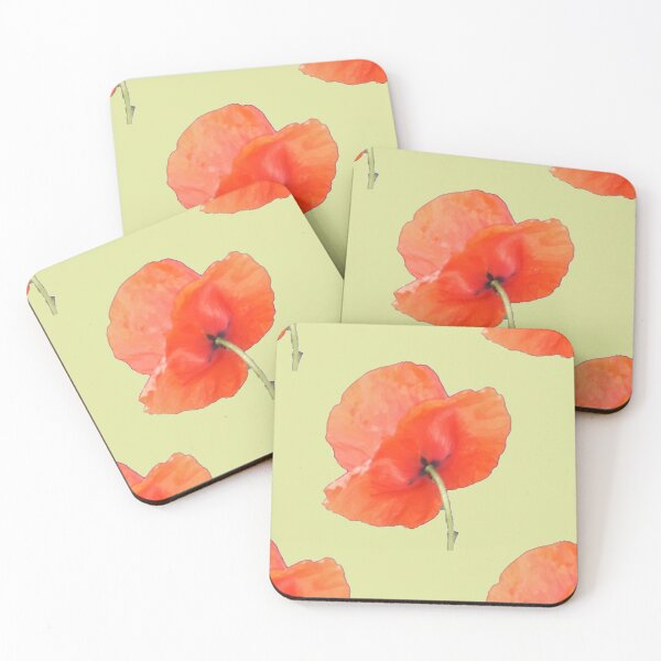 Item preview, poppy with stem back ground light green designed and sold by KABFA Designs.