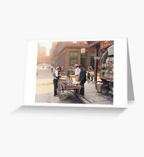 Clam seller on Mulberry Bend, New York, ca 1900 Greeting Card