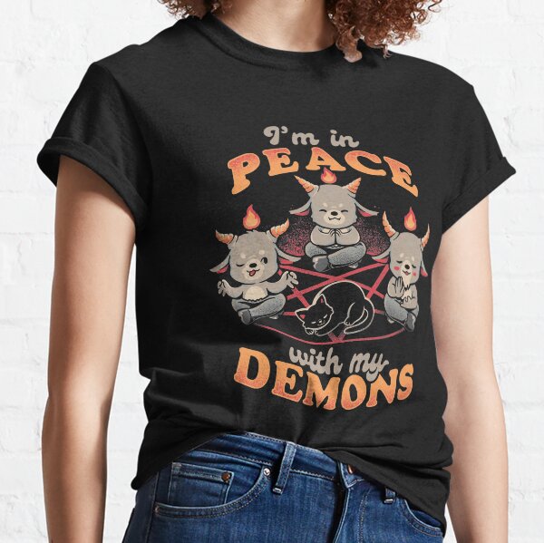 In Peace With My Demons - Creepy Cute Baphomet Cat Gift Classic T-Shirt