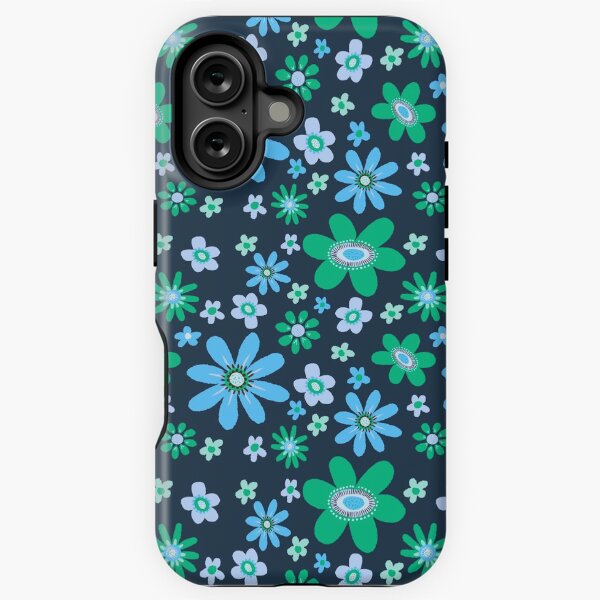 Vista previa del artículo con la obra «Flores azules y verdes», diseñado y vendido por Zendays.