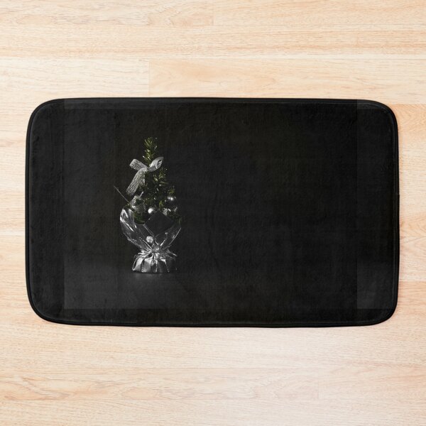 Item preview, Small Christmas tree in a bag with decorations. Table accessory with silver decor. Christmas tree on black background for greeting cards designed and sold by Tae Mi.