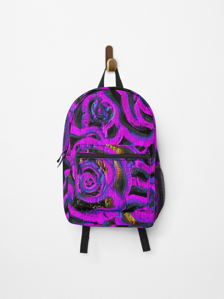 Thumbnail 1 of 3, Backpack, Neon Roses in Purple designed and sold by Colorfully-PKC.