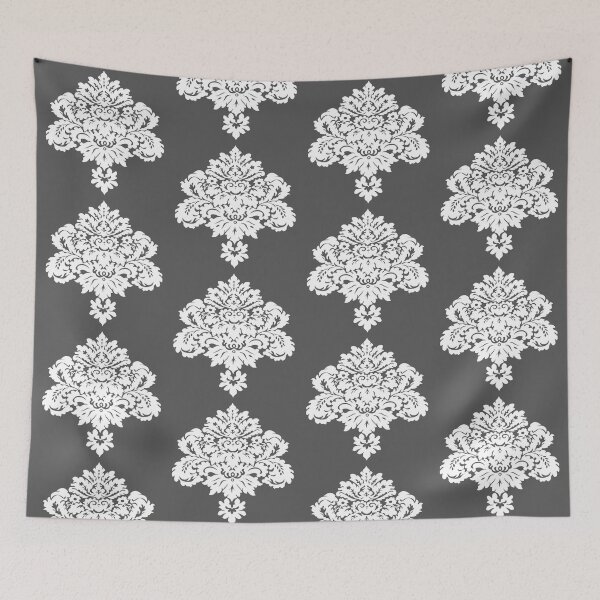 Item preview, Dramatic Damask White Lace on Charcoal Grey designed and sold by OByD.