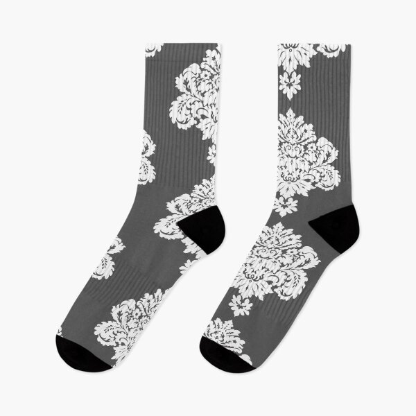 Item preview, Dramatic Damask White Lace on Charcoal Grey designed and sold by OByD.
