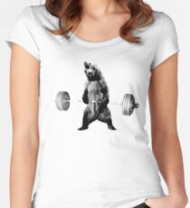 Grizzly Bear Deadlifting Women's Fitted Scoop T-Shirt
