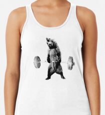 Grizzly Bear Deadlifting Racerback Tank Top