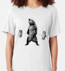Grizzly Bear Deadlifting Slim Fit T-Shirt