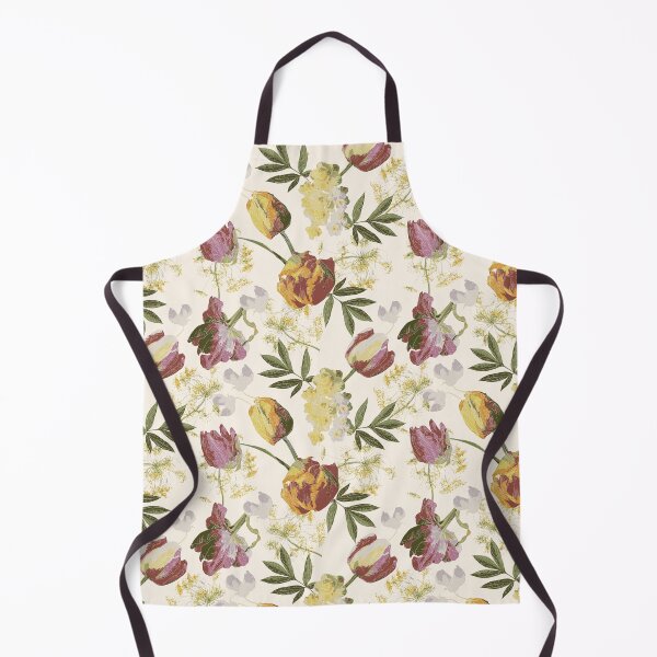 Item preview, Spring Pink and Orange Tulips, Daffodils, Dill and Sweet Peas on Cream Ivory Background designed and sold by cozycaroline.
