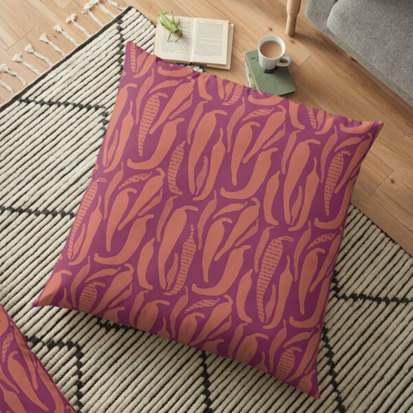 Hand Drawn Pink Chili Peppers Floor Pillow