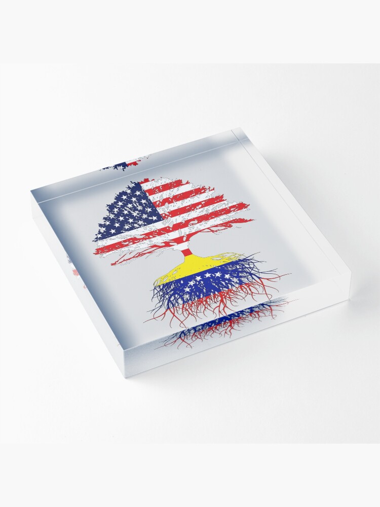 Alternate view of Venezuelan Roots Gift American Grown From Venezuela USA American Flags Design Art Men Women Acrylic Block