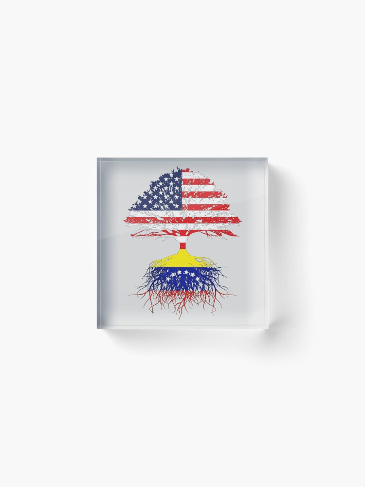 Alternate view of Venezuelan Roots Gift American Grown From Venezuela USA American Flags Design Art Men Women Acrylic Block