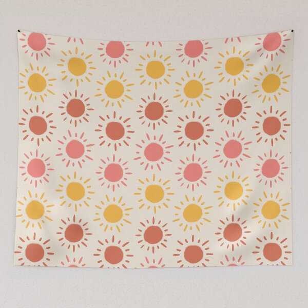 Item preview, Autumn Retro Sun Pattern - Blush Yellow Terracotta Palette designed and sold by illocharm.