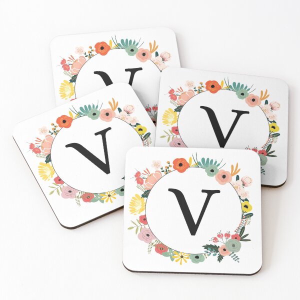 Item preview, Letter V Monogram with Flowers designed and sold by ShirleyDee.
