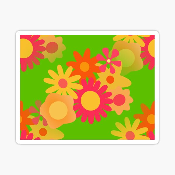 vintage groovy mod floral Sticker