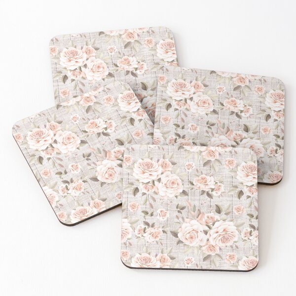 Item preview, Romantic Vintage Roses on Rustic Wood • Shabby Chic Peach Coral Floral & Botanical designed and sold by CyanSkyDesign.
