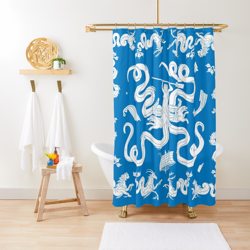 Scylla mosaic - Blue Shower Curtain