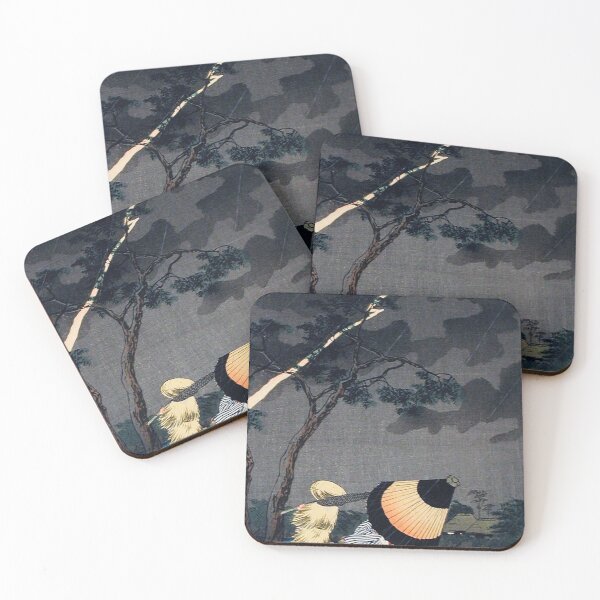 Item preview, Japanese Woodbock Art Thunderstorm at Tateishi (ca.1924–1925) by Hiroaki Takahashi designed and sold by Designedbysm.