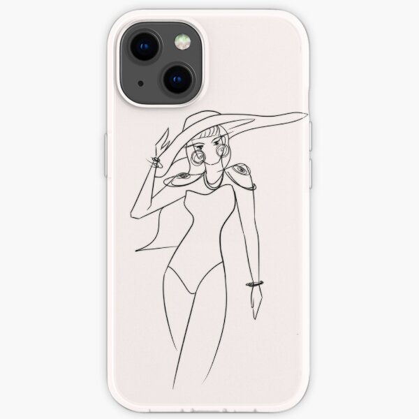 Woman Wearing a Floppy Hat Line Art iPhone Soft Case