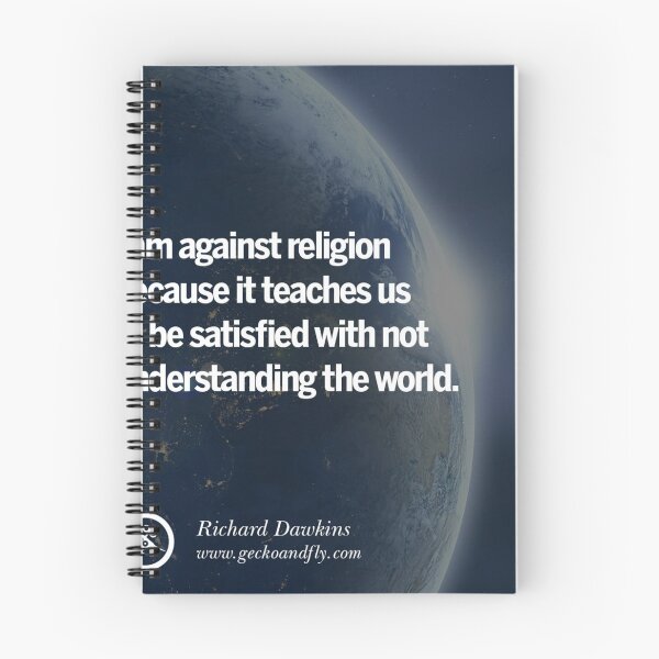 Artikelvorschau, Richard Dawkins atheistisches Zitat (Raum) - Ich bin gegen Religion, weil sie uns lehrt, unzufrieden zu sein, die Welt nicht zu verstehen entworfen und verkauft von emcazalet.