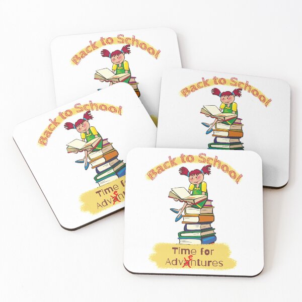 Item preview, We are Back To School - Time for Adventures Girl reading book sitting on bunch of huge books designed and sold by IrinchiDE.