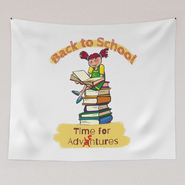 Artikelvorschau, We are Back To School - Time for Adventures Mädchen liest ein Buch, das auf einem Haufen riesiger Bücher sitzt entworfen und verkauft von IrinchiDE.