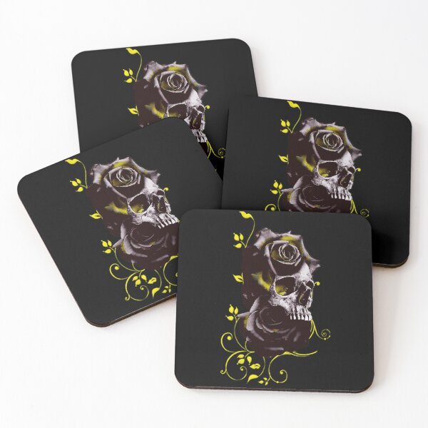 Item preview, Skull with Black and Yellow Roses designed and sold by Gothic Fantasy.