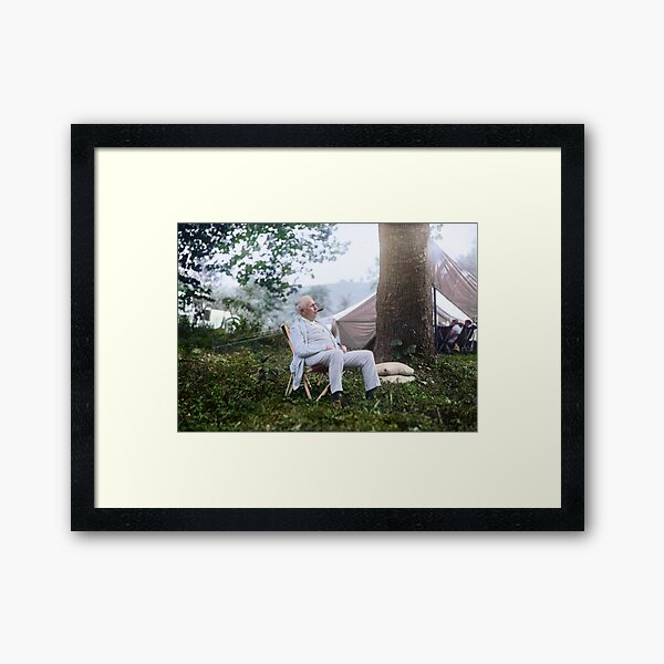Thomas Edison Relaxing on a "Vagabonds" Camping Trip, 1921 Framed Art Print