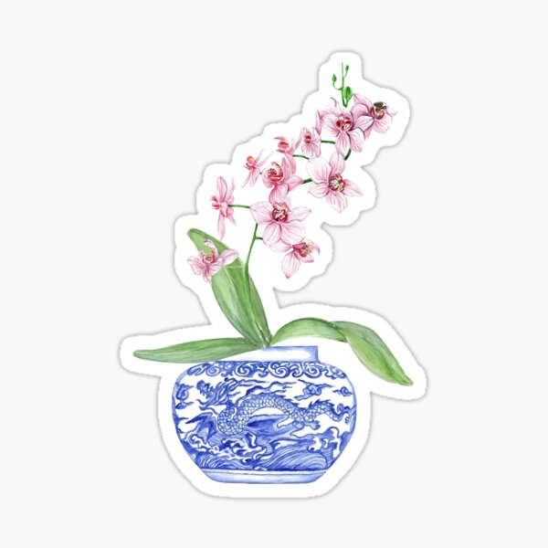Item preview, Blue and while porcelain pot with flower, elegant Chinoiserie designed and sold by Yunihadi.