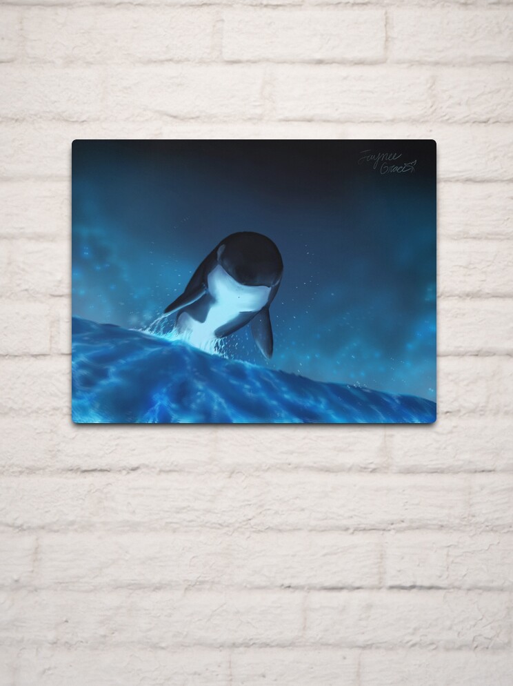 Killer Whale in Ocean Bioluminescence  Metal Print for Sale by Jaynee  Grace
