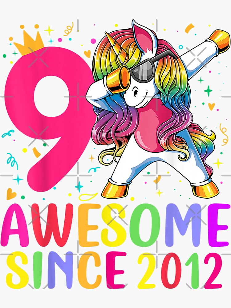 9 Years Old 9th Birthday Unicorn Dabbing Shirt Girl Party 9 Years Old 9th Birthday Unicorn Dabbing Shirt Girl Party
