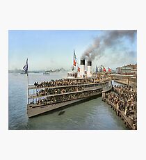 Sidewheeler Tashmoo leaving wharf in Detroit, ca 1901 Colorized Photographic Print