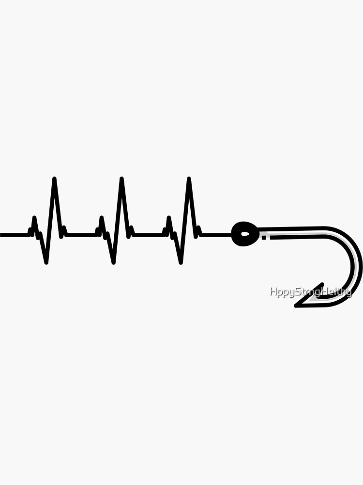 Fishing Hook Heartbeat Bait Rod Fisherman Angler  Sticker for Sale by  HppyStrngHelthy