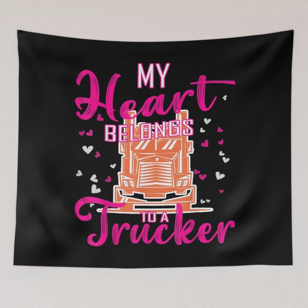 Item preview, My Heart Belongs To A Trucker Funny Truck Drive Dad Mom Papa  designed and sold by CuthbertShop.