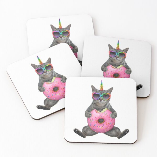 Item preview, Caticorn Eating A Donut Wearing Heart Sunglasses designed and sold by MamaSweetea.