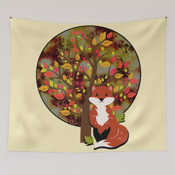 Item preview, Autumn Fall Fox With Leaves designed and sold by Designs By YL.