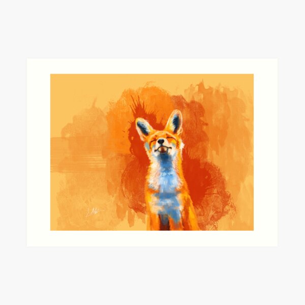Happy Fox - fox illustration, animal art, happiness Art Print