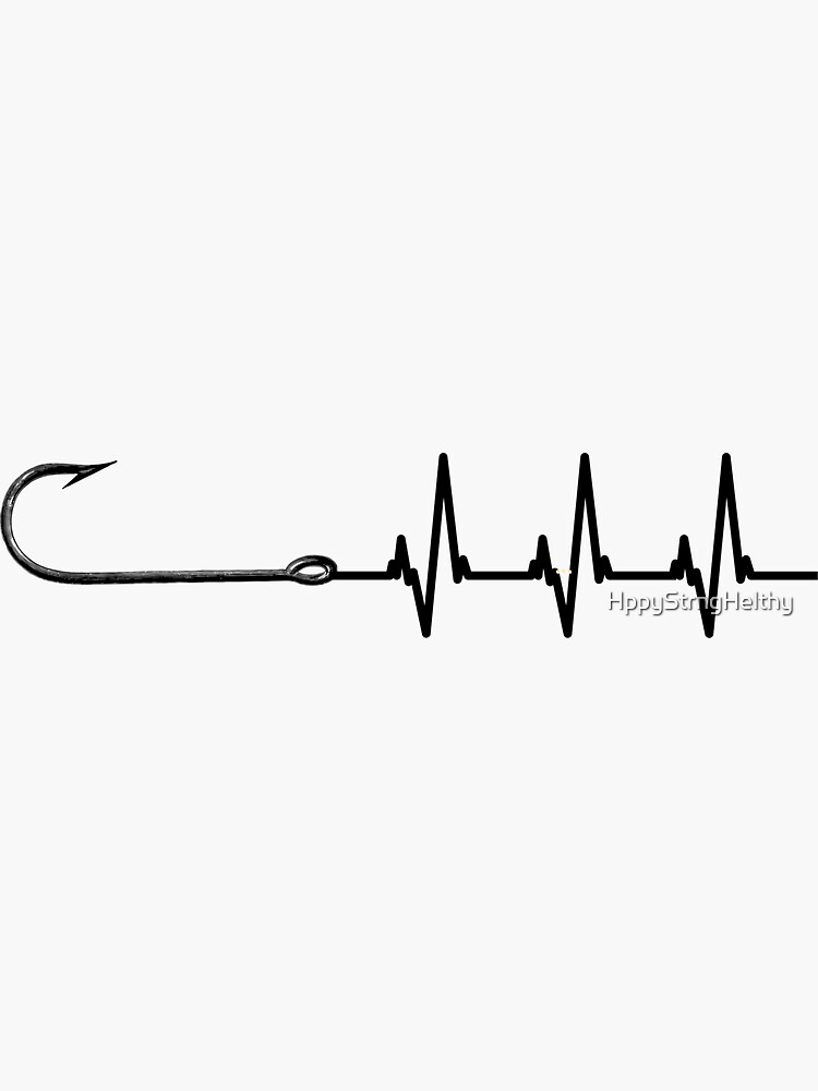 Fishing Hook Heartbeat Bait Rod Fisherman Angler  Sticker for Sale by  HppyStrngHelthy