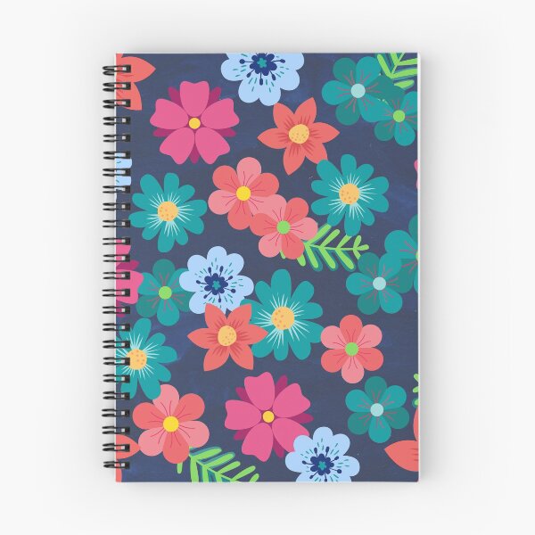 Item preview, Colorful flowers on navy background. designed and sold by ABInspired.