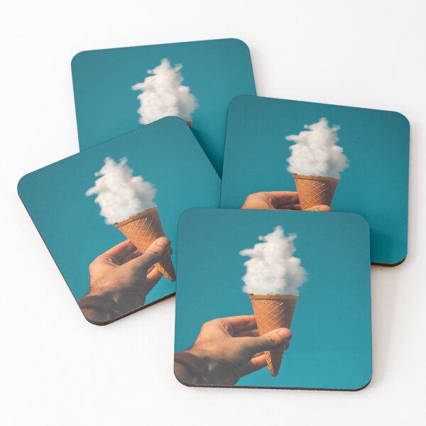 Item preview, A Hand Holding Cloud-Shape Ice Cream In A Cone With A Bright Blue Sky designed and sold by AidenChen.