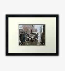 Auto Wreck in Washington DC, 1921. Colorized Framed Print