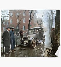 Auto Wreck in Washington DC, 1921. Colorized Poster