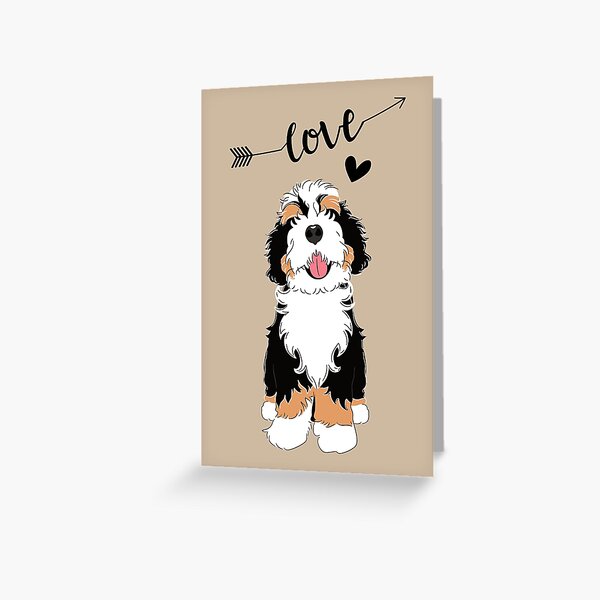 LOVE Tri Color Bernedoodle Greeting Card