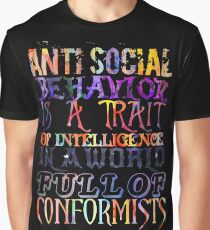 Watercolor-Anti Social Behavior, Nikola Tesla Quote Graphic T-Shirt