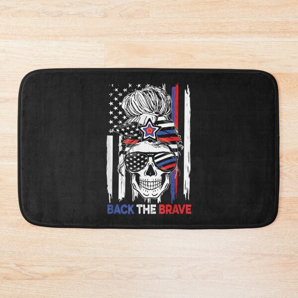 Artikelvorschau, Zurück The Brave American Messy Bun Skull Feuerwehrmann Polizei entworfen und verkauft von kacymmg2.