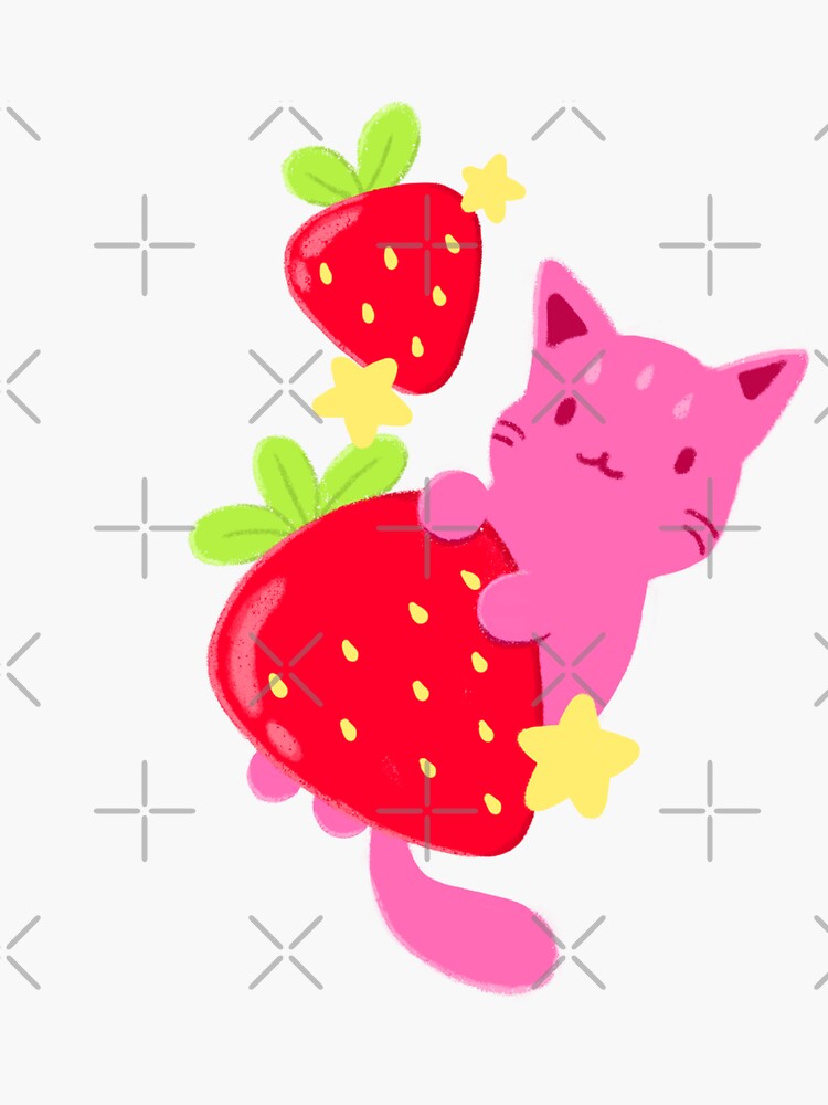 "Strawberry Cat" Sticker for Sale by toffeecat Redbubble